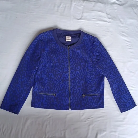 Gap "Powerful Blue" Leopold Print Round Neck Zippered Jacket- Sz. 18 - Picture 11 of 11